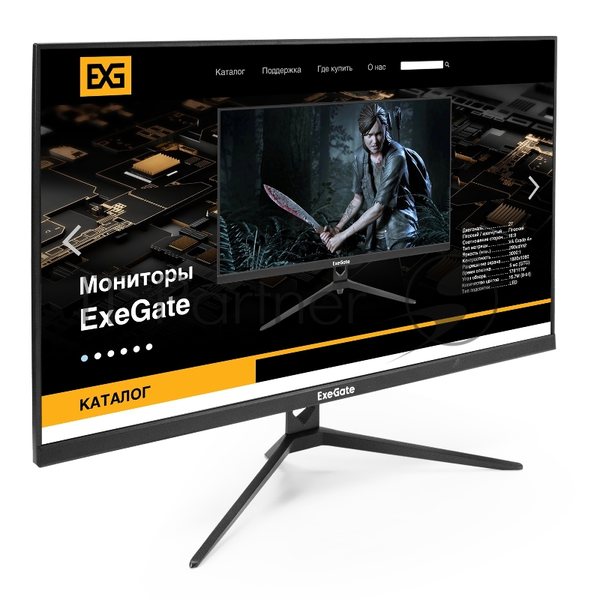 Монитор 27" ExeGate ProSmart EV2707A VA 1920x1080, 75 Гц, 5 мс, 16:9, 280 кд/м², 1xHDMI, 1xVGA, 3.5 мм, черный