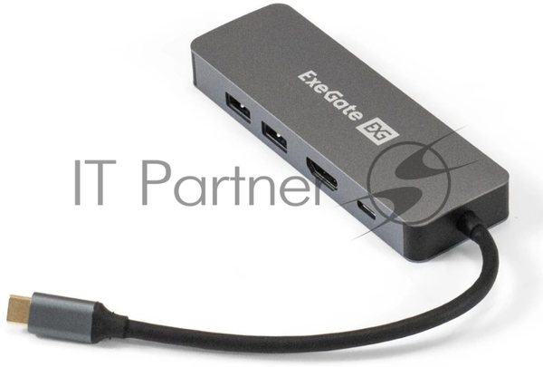 USB-концентратор ExeGate DUB-21C/PD/HL, USB Type-C, USB/USB Type-C/RJ45, USB