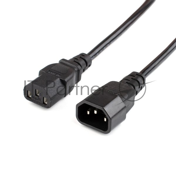 Кабель питания GoPower C14 (m)-C13 (f) 1.8м ПВХ удлинитель черный (1/10/100)