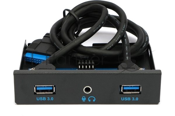 Планка на переднюю панель Gembird FP3.5-USB3-2A-HDA, USB, 2xUSB-A 3.0 + 1xJack 3.5мм, 3.5"