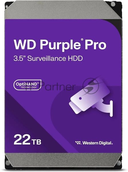 Жесткий диск Western Digital Purple PRO WD221PURP 22Tb 3.5" 7200 RPM 512MB SATA-III All Frame AI для систем видеонаблюдения