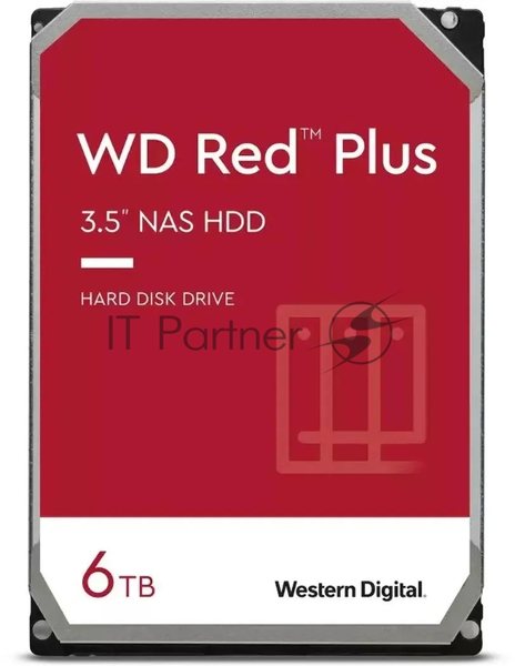 Жесткий диск HDD Western 6TB 5400RPM SATA-III 3.5" Digital Red Plus 128MB NAS Edition