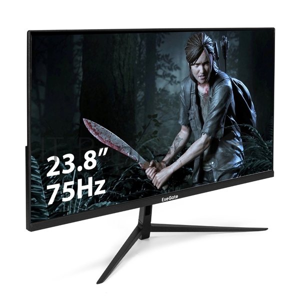Монитор 23.8" ExeGate ProSmart EV2407 VA 1920x1080, 75 Гц, 5 мс, 16:9, 250 кд/м2, 1xHDMI, 1xVGA, черный