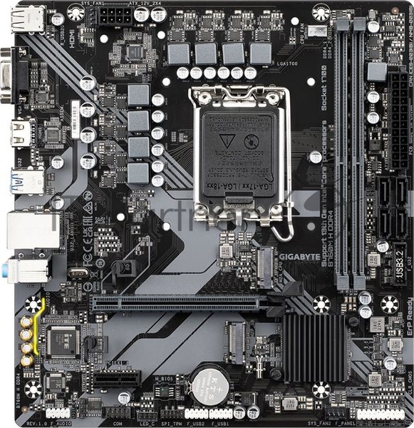 Материнская плата Gigabyte B760M H DDR4, LGA 1700, Intel B760, 2xDDR4, 4xSATA, 2xM.2, 1xPCIe 4.0 x16, 1xPCIe x1, 1xHDMI, 1xVGA, 1x 1Gb LAN, 2xUSB 2.0, 4xUSB 3.2 Gen 1, 3x3.5 мм, 7.1, Micro ATX