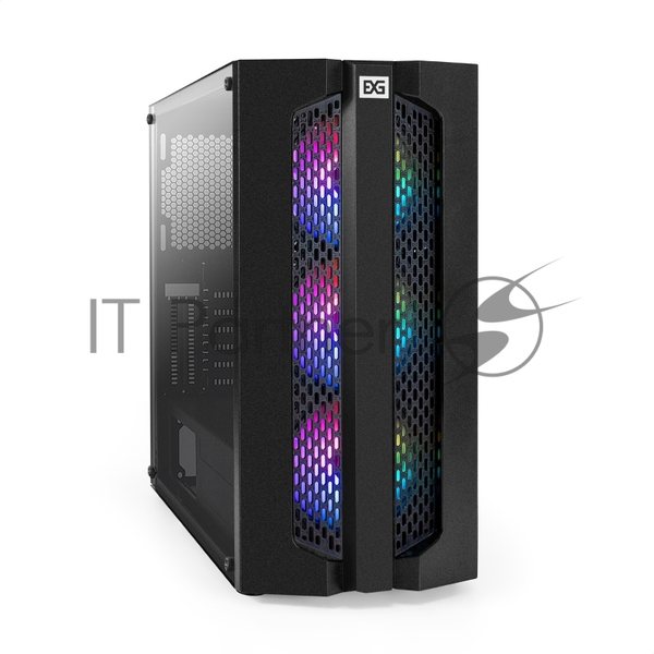 Компьютерный корпус Miditower ExeGate EVO-9205 (ATX, без БП, с окном, 1*USB+1*USB 3.0, аудио, 3 вент. 12см с RGb подсветкой)
