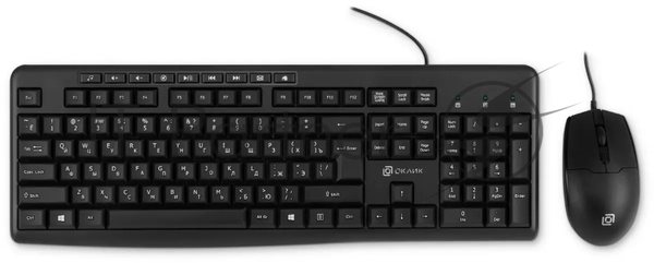 Комплект клавиатура+мышь Oklick S650 проводной, USB, 2000 DPI, чёрный