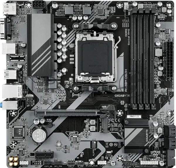 Материнская плата Gigabyte A620M DS3H, mATX, AM5, AMD A620, 4xDDR5, 4xSATA, 1xM.2, 1xPCI-E 4.0 x16, 1xPCI-E x1, 1xHDMI, 1xDP, 1xVGA, 1x 1Gb LAN, 1xUSB 3.2 Gen 1, 4xUSB 2.0, 3x3.5мм, 7.1, ATX
