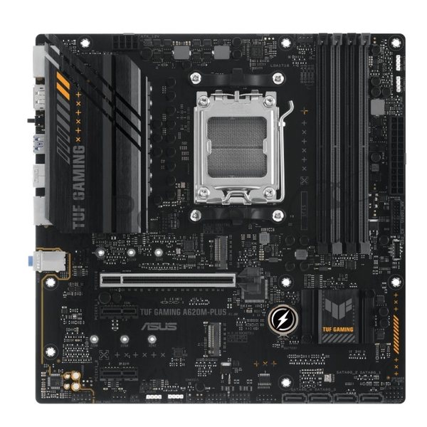 Материнская плата ASUS TUF GAMING A620M-PLUS, AM5, AMD A620, 4xDDR5, 4xSATA, 2xM.2, 1xPCI-E 4.0 x16, 2xPCI-E x1, 2xDP, 1xHDMI, 1x 2.5Gb LAN, 2xUSB-A 3.2 Gen 1, 4xUSB-A 2.0, 3x3.5 мм, 7.1, Micro-ATX
