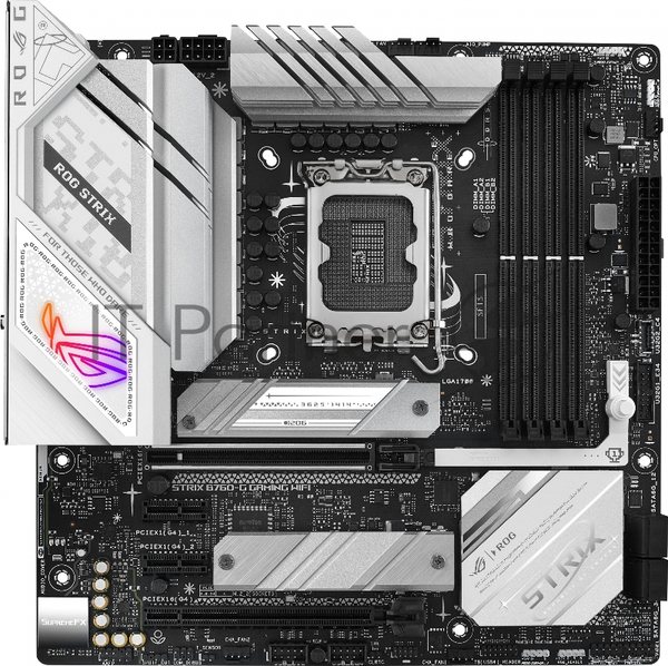 Материнская плата ASUS ROG STRIX B760-G GAMING WIFI, LGA 1700, Intel B760, 4xDDR5, 4xSATA, 2xM.2, 1xPCIe 5.0 x16, 1xPCIe 4.0 x4, 1xHDMI, 1xDP, 1x 2.5Gb LAN, 1xUSB-A 3.2 Gen 2, 2xUSB-A 3.2 Gen 1, 4xUSB-A 2.0, 1xUSB-C 3.2 Gen 1, 1xUSB-C 3.2 Gen 2x2, 5x3.5 мм, 7.1, mATX