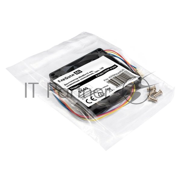 Вентилятор для корпуса ExeGate EX08015S4P-PWM черный, 80 мм, 2500 об/мин, 25.5 дБ, 4 pin