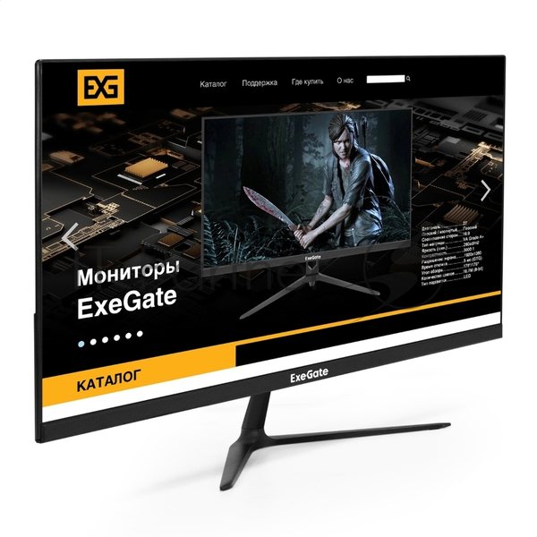 Монитор 23.8" ExeGate SmartView EP2407TA IPS 1920x1080, 75 Гц, 5 мс, 16:9, 250 кд/м2, 1xHDMI, 1xDP, 1xVGA, 1x3.5 мм, черный