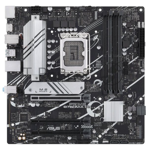 Материнская плата ASUS PRIME B760M-A D4-CSM, LGA 1700, Intel B760, 4xDDR4, 4xSATA, 2xM.2, 3xPCIe 4.0 x16, 1xPCIe 4.0 x4, 1xPCIe x1, 2xHDMI, 1xDP, 1x 2.5Gb LAN, 2xUSB-A 3.2 Gen 2, 4xUSB-A 2.0, 3x3.5 мм, 7.1, mATX