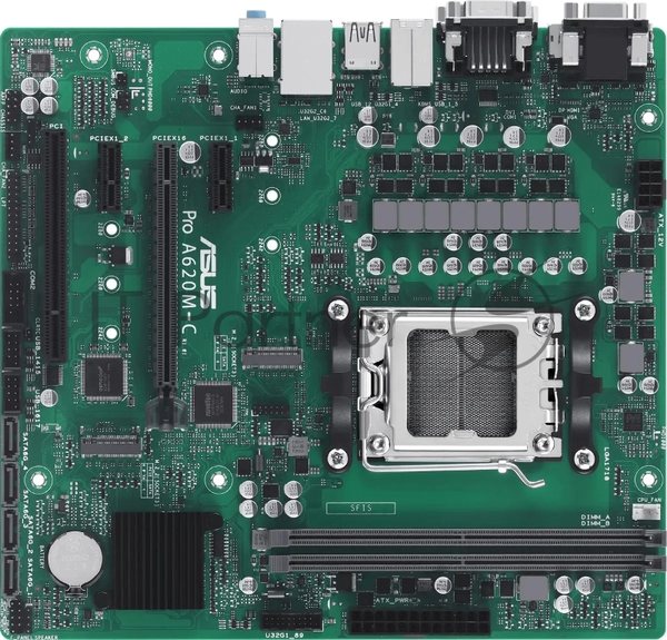 Материнская плата ASUS Pro A620M-C-CSM, AM5, AMD A620, 2xDDR5, 4xSATA, 2xM.2 PCIe 4.0 x4, 1xPCIe 4.0 x16, 2xPCIe x1, 1xRJ45 1GbE, 1xUSB 3.2 Gen 2, 3xUSB 2.0, 1xUSB-C 3.2 Gen 2, 1xDVI-D, 1xDP, 1xHDMI, 1xVGA, 3x3.5 мм, 7.1, mATX