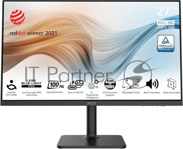 Монитор 27" MSI Modern MD272XP IPS 1920x1080, 100 Гц, 4 мс, 16:9, 300 кд/м2, 1xHDMI, 1xDP, 1xUSB-C, 1x3.5 мм, черный