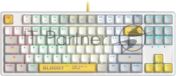 Клавиатура проводная A4Tech Bloody S87 Energy (S87 USB ENERGY WHITE) USB белый/желтый