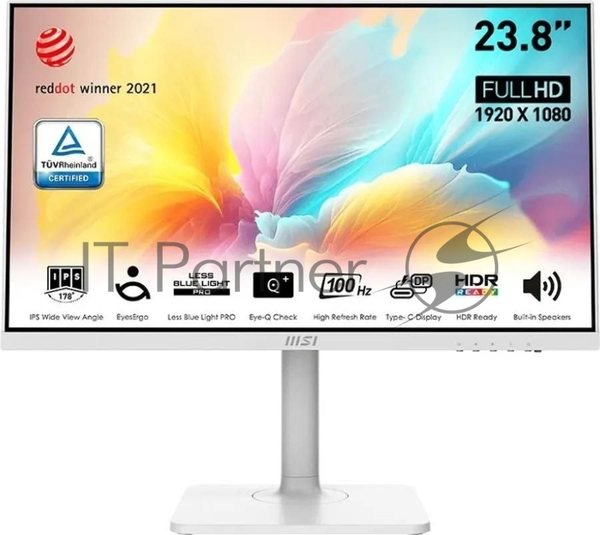 Монитор 23.8" MSI Modern MD2412PW IPS 1920x1080, 100 Гц, 4 мс, 16:9, 300 кд/м2, 1xHDMI, 1xUSB-C, 1x3.5 мм, белый