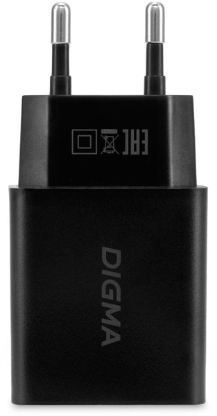 Сетевое зарядное устройство Digma DGW2D 20W 3A+1A (PD+QC) USB-C/USB-A универсальное черный