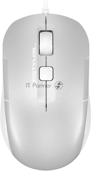 Мышь проводная A4Tech Fstyler FM26 серебристый/белый, 1600 dpi, USB, кнопки - 4