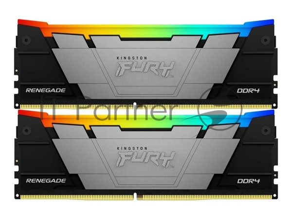 Оперативная память Kingston Fury Renegade, DDR4, 32GB (2x16GB), 3200MHz, CL16, DIMM, с радиатором, RGB, серебристый/черный
