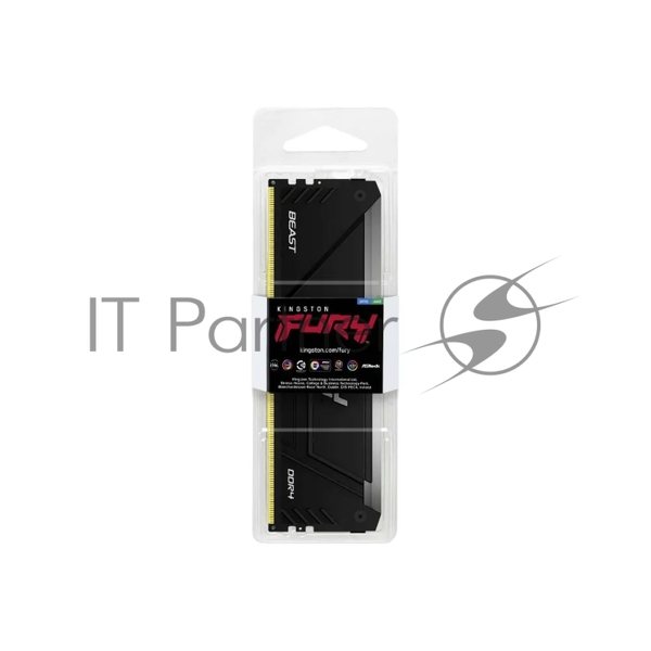 Оперативная память Kingston Fury Beast, DDR4, 32GB (1x32GB), 3200MHz, CL16, DIMM, с радиатором, RGB, черный