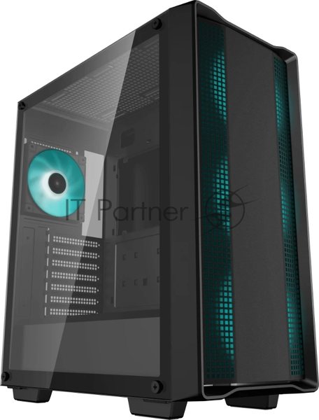 Компьютерный корпус Deepcool CC560 ARGb V2 без БП, боковое окно (закаленное стекло), 3x120мм ARGb LED вентилятор спереди и 1x120мм ARGb LED вентилятор сзади, черный, ATX