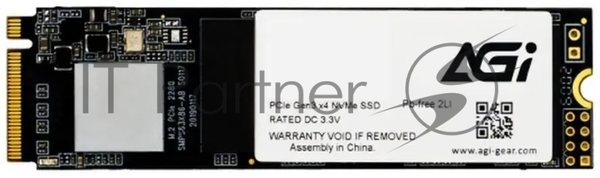 Накопитель SSD AGI AI298, 2Tb, M.2 2280, PCIe 3.0 x4, NVMe, R/W 2400/1800