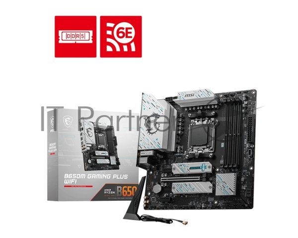 Материнская плата MSI B650M GAMING PLUS WIFI, AM5, AMD B650, 4xDDR5, 4xSATA, 2xM.2, 1xPCI-E 4.0 x16, 2xPCI-E x1, 1xHDMI, 1xDP, 1x 2.5Gb LAN, 4xUSB-A 3.2 Gen 1, 3xUSB-A 3.2 Gen 2, 1xUSB-C 3.2 Gen 2, 3x3.5 мм, 7.1, Micro-ATX