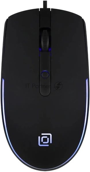 Мышь проводная Oklick 100M черный, 1600 dpi, USB, кнопки - 4