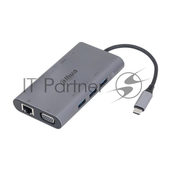 USB-концентратор Dahua TC39, USB Type-C, USB 3.0 + HDMI + RJ45 + VGA + SD/TF +PD Docking Station, USB