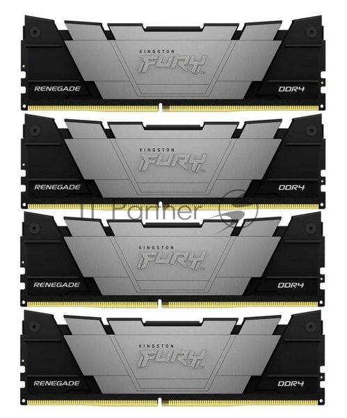 Оперативная память Kingston Fury Renegade, DDR4, 128GB (4x32GB), 3200MHz, CL16, DIMM, радиатор, черный