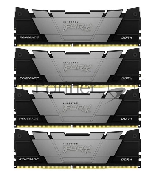 Оперативная память Kingston Fury Renegade, DDR4, 32Gb (4x8GB), 3200MHz, CL16, DIMM, с радиатором, черный