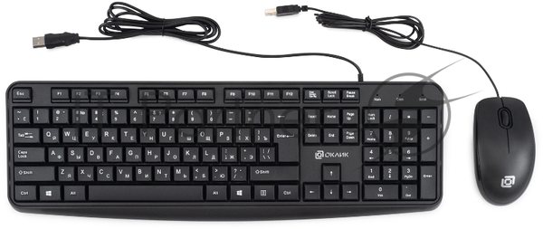 Комплект клавиатура+мышь Oklick S603 проводной, USB, 1200 DPI, чёрный