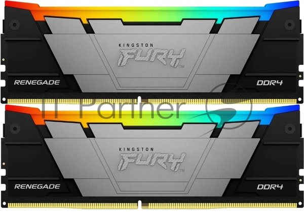 Оперативная память Kingston Fury Renegade, DDR4, 16Gb (2x8GB), 4600MHz, CL19, DIMM, с радиатором, RGB, черный/серебристый