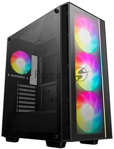 Компьютерный корпус Deepcool MATREXX 55 V4 без БП, боковое окно (закаленное стекло), 3xARGb LED 140мм вентилятора спереди, 1xARGb LED 120мм вентилятор сзади, черный, ATX