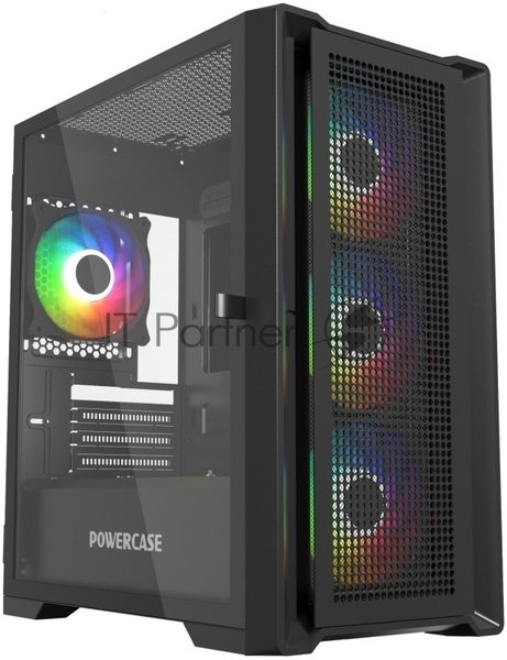 Компьютерный корпус Powercase Alisio Micro X4B V2, Tempered Glass, 4х 120мм ARGb fans, ARGb HUB, черный, mATX (CAMCXB-A4)