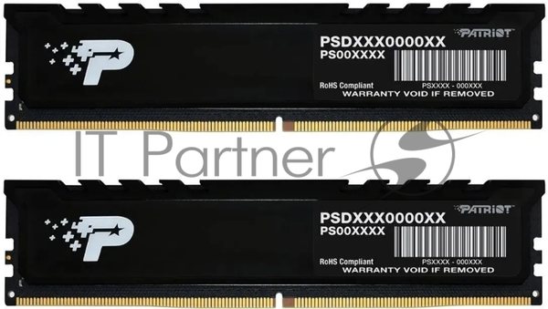 Оперативная память Patriot Signature Premium, DDR5, 64Gb (2x32 Gb), 4800 MHz, CL40, DIMM, радиатор, черный
