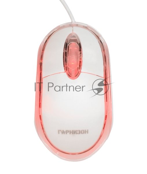 Мышь проводная Гарнизон GM-100W белый, 1000 dpi, USB, кнопки - 3
