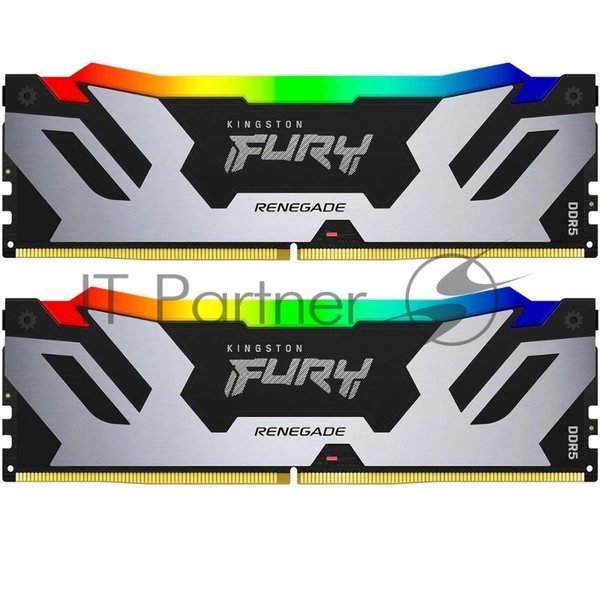 Оперативная память Kingston Fury Renegade, DDR5, 96Gb (2x48Gb), 6400MHz, CL32, DIMM, с радиатором, RGb, серебристый