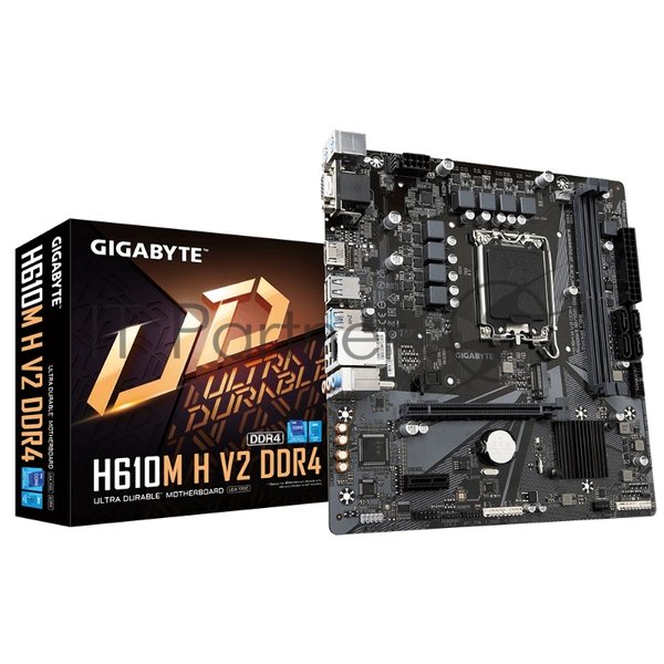 Материнская плата Gigabyte H610M H V2, LGA 1700, Intel H610, 2xDDR5, 4xSATA, 1xM.2, 1xPCIe 4.0 x16, 1xPCIe x1, 1xHDMI, 1xVGA, 1x 1Gb LAN, 2xUSB-A 3.2 Gen 1, 4xUSB-A 2.0, 3x 3.5 мм, 7.1, mATX