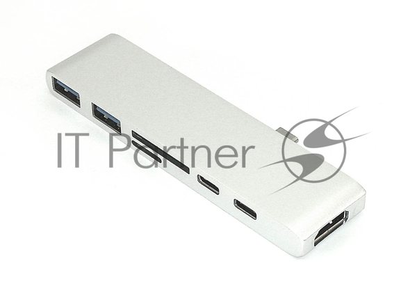 Адаптер Type-C на HDMI, USB 3.0*2 + Type-C* 2 + SD/TF для MacBook, серебро