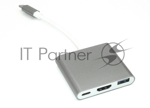 Адаптер Type-C на USB, HDMI 4K Type-С для MacBook, серый