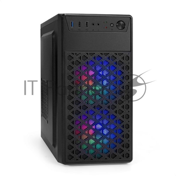 Компьютерный корпус Minitower ExeGate mEVO-7803-XP400 (mATX, БП XP400 с вент. 12см, 2*USB+1*USB 3.0, HD аудио, черный, 2 вент. 12см с RGb подсветкой)