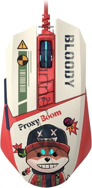 Мышь проводная A4Tech Bloody W63 Max Proxy Boom бежевый/красный, 12000 dpi, USB, кнопки - 9