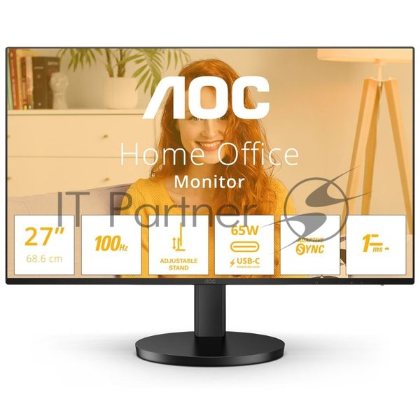 Монитор 27" AOC Q27B3CF2 IPS 2560x1440, 100 Гц, 4 мс, 16:9, 350 кд/м2, 1xHDMI, 1xUSB-C, черный