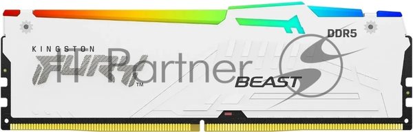 Оперативная память Kingston Fury Beast, DDR5, 32Gb (1x32Gb), 6000MHz, CL36, DIMM, радиатор, RGb, белый