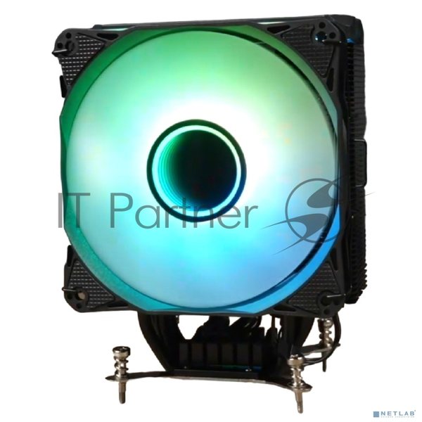 Кулер для процессора Eurocase 5PI120ARGB черный, 120 мм, алюминий/медь, 1800 об/мин, 36 дБ, 4 pin, 190 Вт, 157 мм