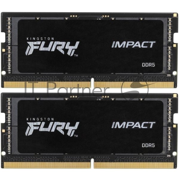 Оперативная память Kingston Fury Impact, DDR5, 32GB (2x16GB), 6400MHz, CL38, SO-DIMM, с радиатором, черный
