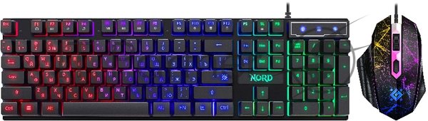 Комплект клавиатура+мышь Defender Nord GS-959 проводной, USB, 2400 DPI, чёрный