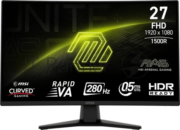 Монитор 27" MSI MAG 274CXF VA 1920x1080, 280 Гц, 0.5 мс, 16:9, 300 кд/м2, 2хHDMI, 1хDP, 1хUSB-C, 1x3.5 мм, изогнутый, черный