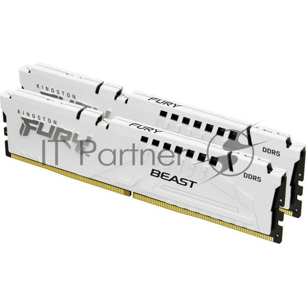 Оперативная память Kingston Fury Beast, DDR5, 32Gb (2x16GB), 6000MHz, CL36, DIMM, с радиаторами, белый
